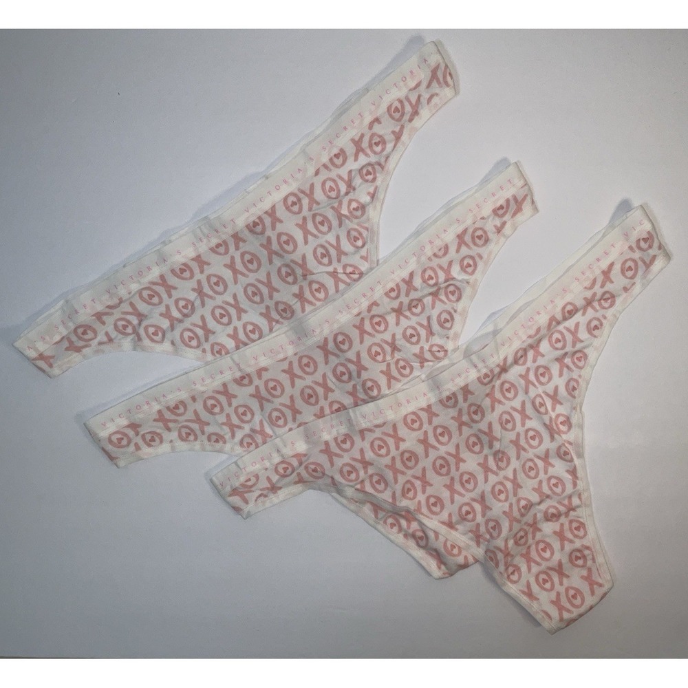 NWT Lot 3 Pairs Victoria's Secret High Leg Thong Panties White & Pink - XL